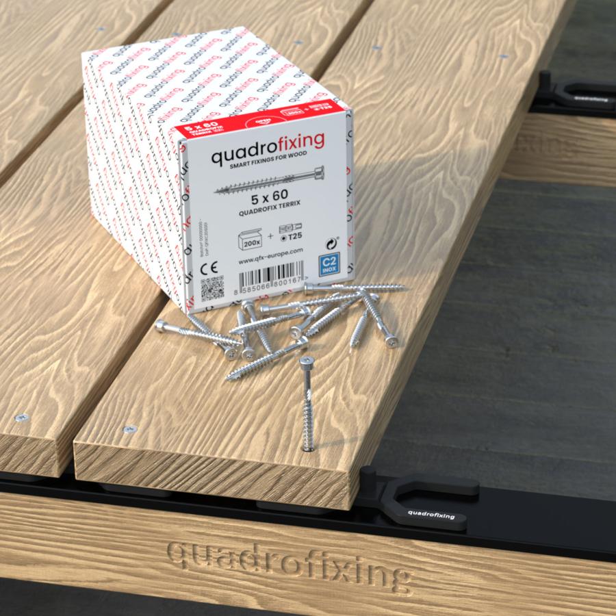 QUADROFIX TERRIX C2 Terrassenschraube für geeignete Lärchen- und Nadelholzdielen